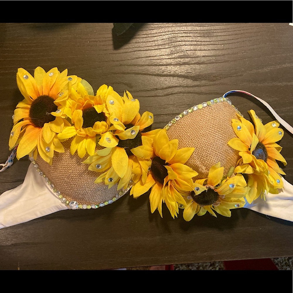 Handmade Sunflower Rave Bra